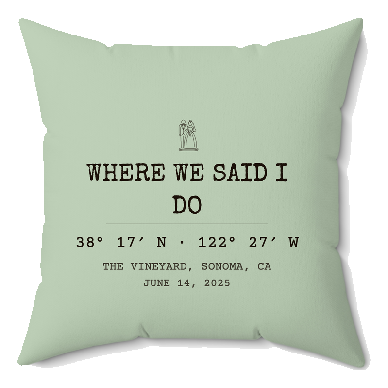 Where We Said I Do coordinates pillow, sage mist