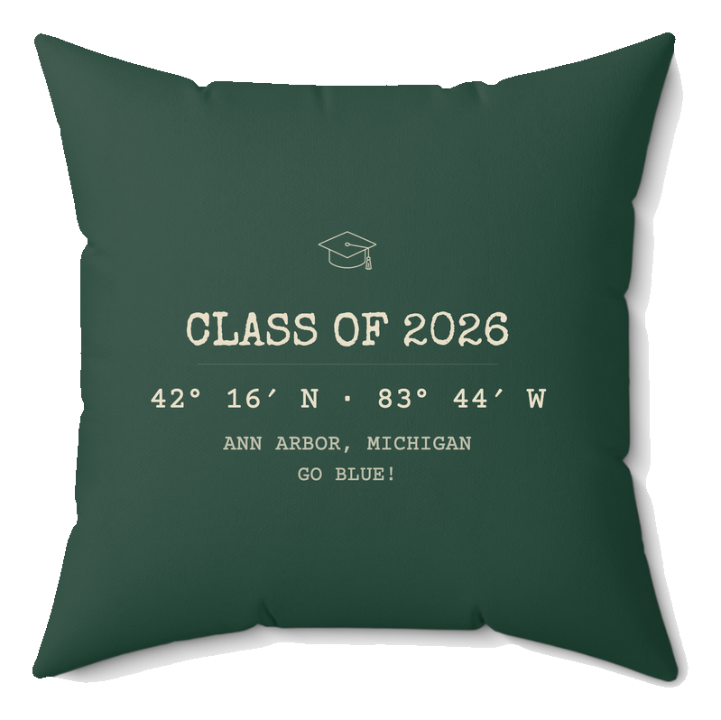 Class of 2026 graduation coordinates pillow