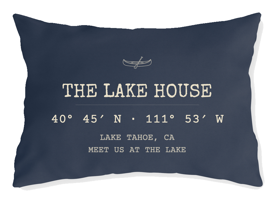 The Lake House coordinates pillow, navy