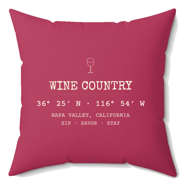 Wine Country coordinates pillow, berry rose